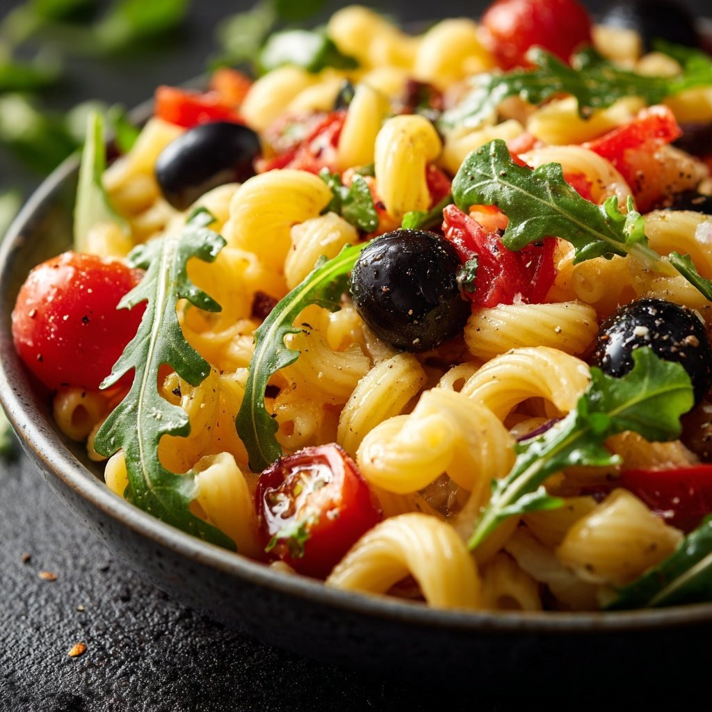 Mediterraner Nudelsalat Mit Rucola