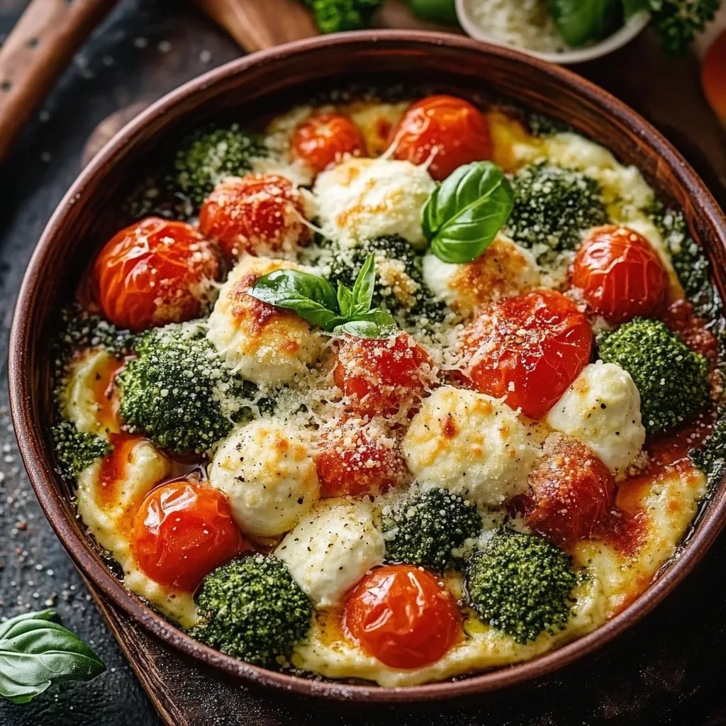 Brokkoli-Blumenkohl mit Tomatensauce und Mozzarella