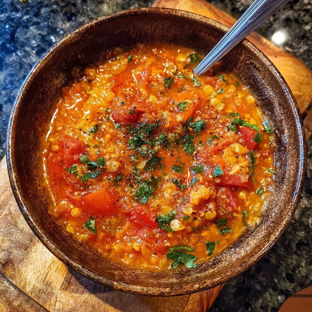 Linsensuppe mit Tomaten